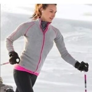 Athleta Gray and Pink Women's Cowl Neck Sweater